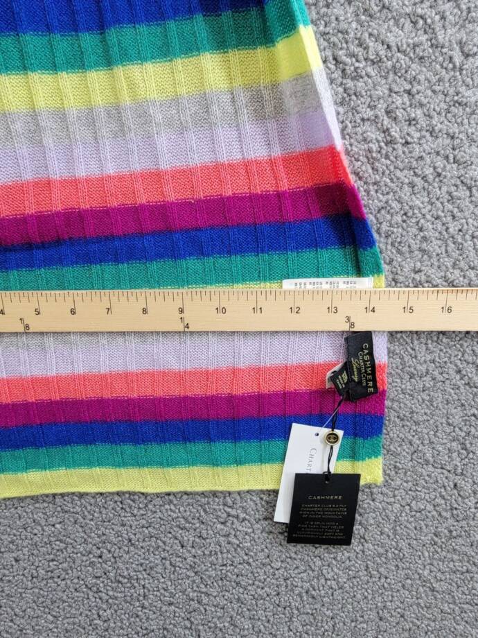Charter Club Cashmere Stripe Muffler Scarf Women's One Size Multicolored
