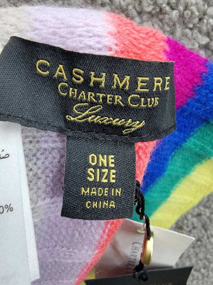 Charter Club Cashmere Stripe Muffler Scarf Women's One Size Multicolored