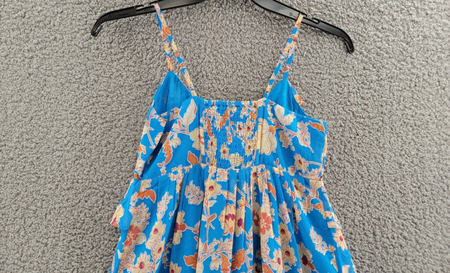 Jessica Simpson Iris Ruffled Empire-Waist Dress Women's XS Methyl Blue V-Neck