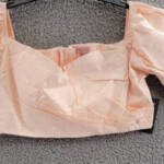 Guess Off-the-Shoulder Crop Blouse Women's XL Calm Pink Sweetheart Neck Back Zip