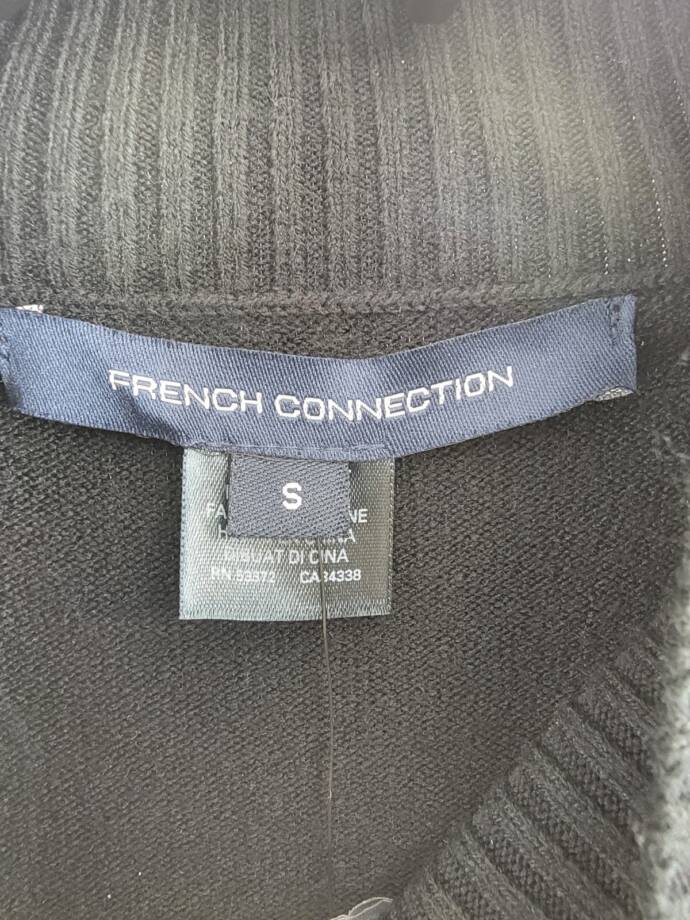 French Connection Beaded Mock Neck Sweater Women's S Blackout Long Sleeve