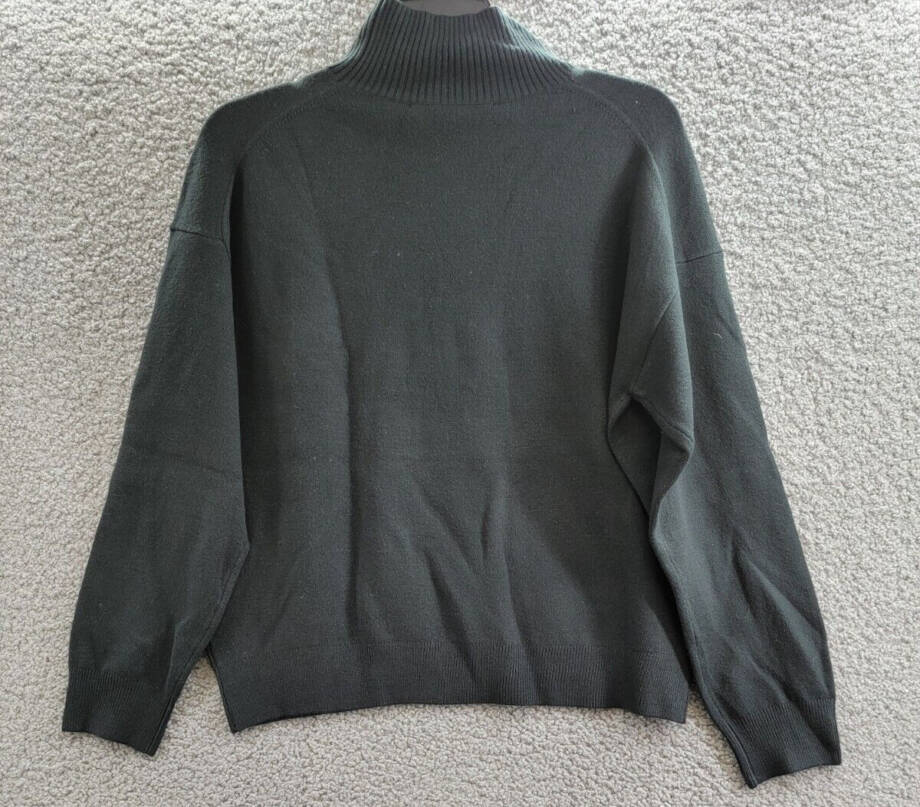 French Connection Beaded Mock Neck Sweater Women's S Blackout Long Sleeve