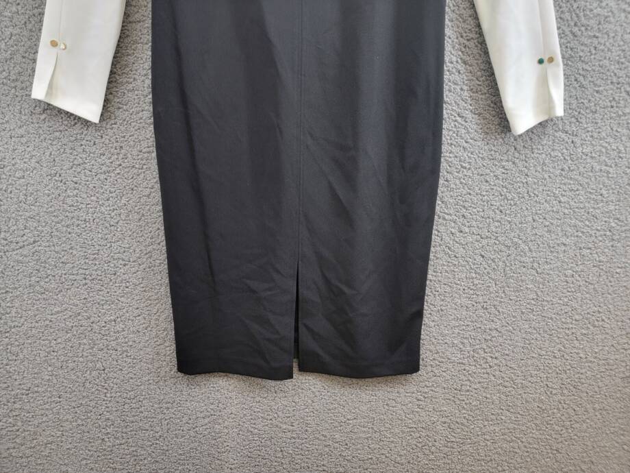 Tommy Hilfiger Keyhole-Neck Sheath Dress Women's 8 Cream/Black Zip Closure L/S