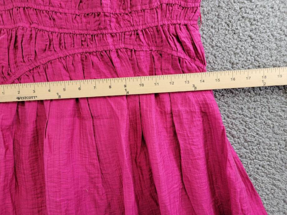 AQUA Crinkle Smocked Maxi Dress Women's S Berry Square Neck Adjustable Strap