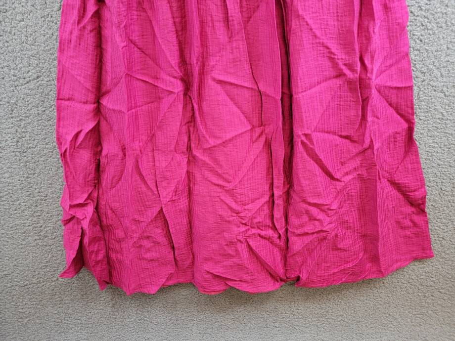 AQUA Crinkle Smocked Maxi Dress Women's M Berry Square Neck Side Zip Closure
