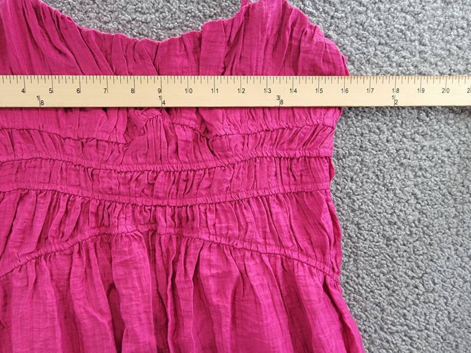 AQUA Crinkle Smocked Maxi Dress Women's M Berry Square Neck Side Zip Closure