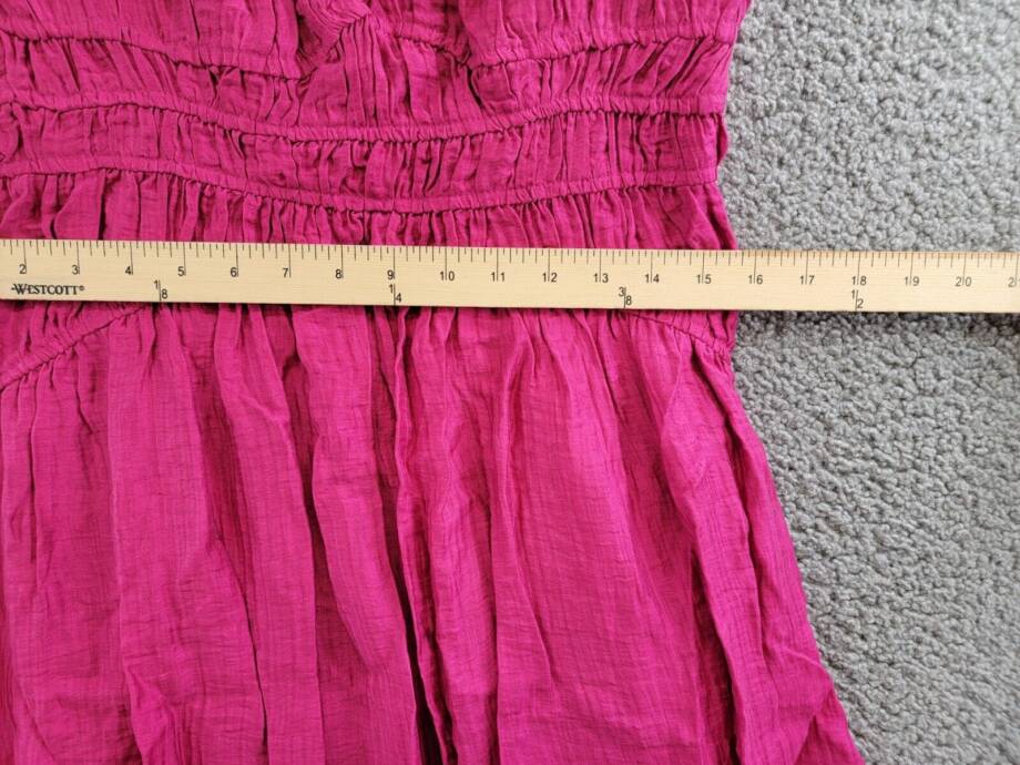 AQUA Crinkle Smocked Maxi Dress Women's M Berry Square Neck Side Zip Closure