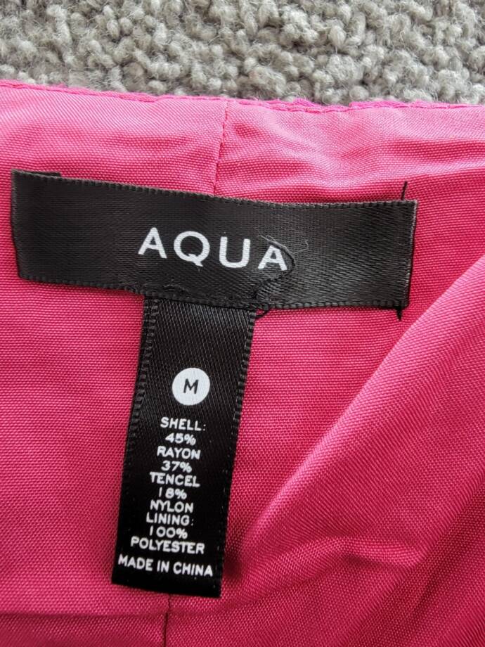 AQUA Crinkle Smocked Maxi Dress Women's M Berry Square Neck Side Zip Closure