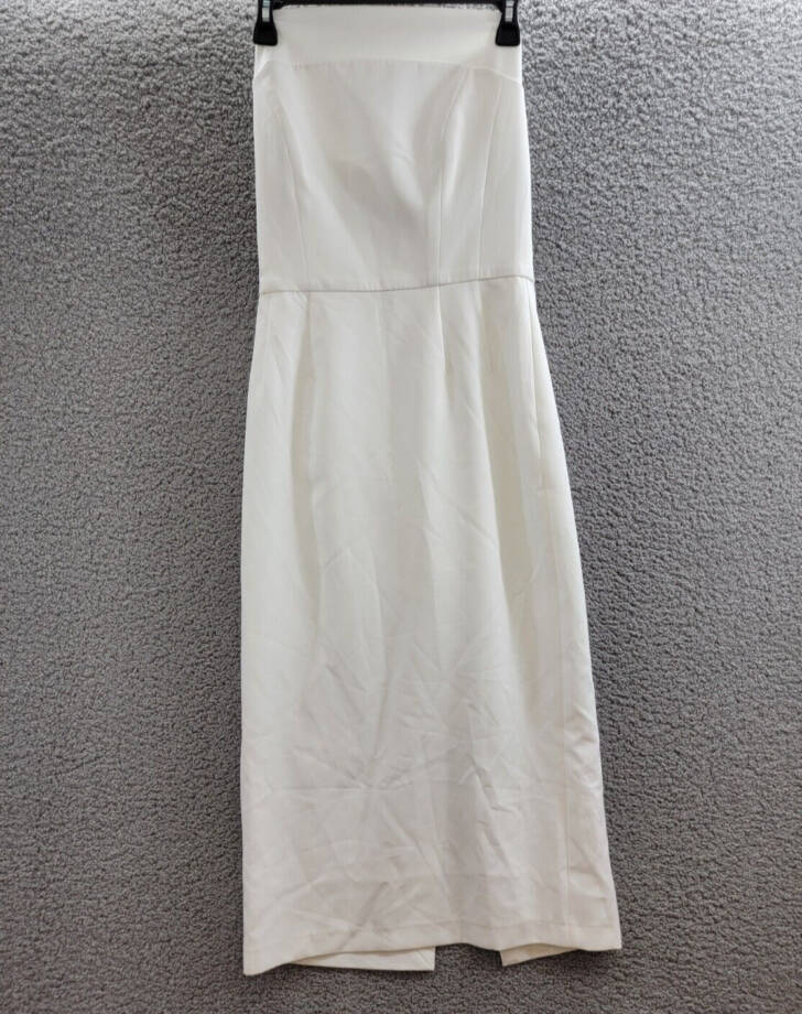 French Connection Echo Crepe Strapless Midi Dress Women's 6 White Back Zipped