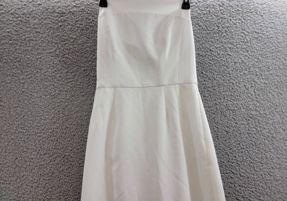 French Connection Echo Crepe Strapless Midi Dress Women's 6 White Back Zipped