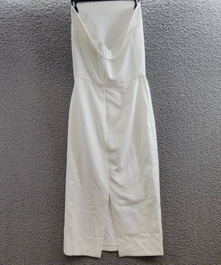 French Connection Echo Crepe Strapless Midi Dress Women's 6 White Back Zipped