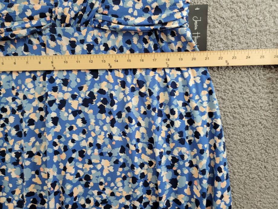 Jessica Howard Plus Size Printed V-Neck Short-Sleeve Dress Womens 14W Blue Multi