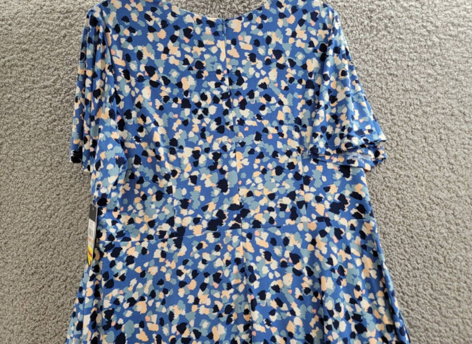 Jessica Howard Plus Size Printed V-Neck Short-Sleeve Dress Womens 14W Blue Multi