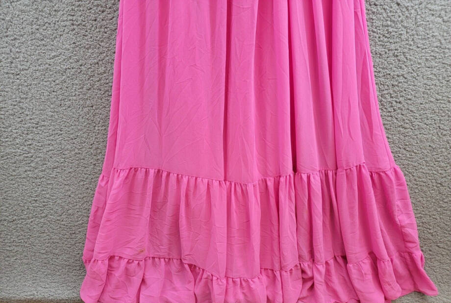 B. Darlin Ruffled Lace-Up-Back Gown Juniors 15/16 Bubblegum Sleeveless Back Zip