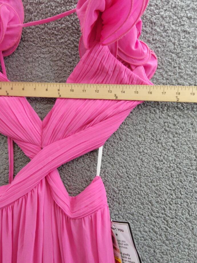 B. Darlin Ruffled Lace-Up-Back Gown Juniors 15/16 Bubblegum Sleeveless Back Zip