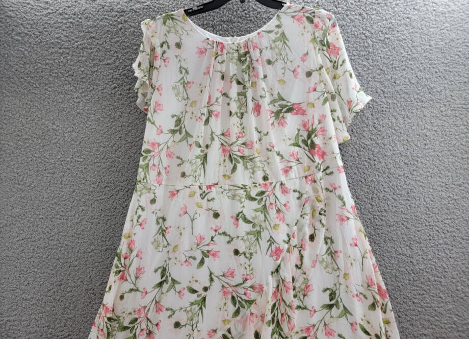 Jessica Howard Plus Printed Faux-Wrap Tie-Waist Dress Women's 22W Ivory Multi