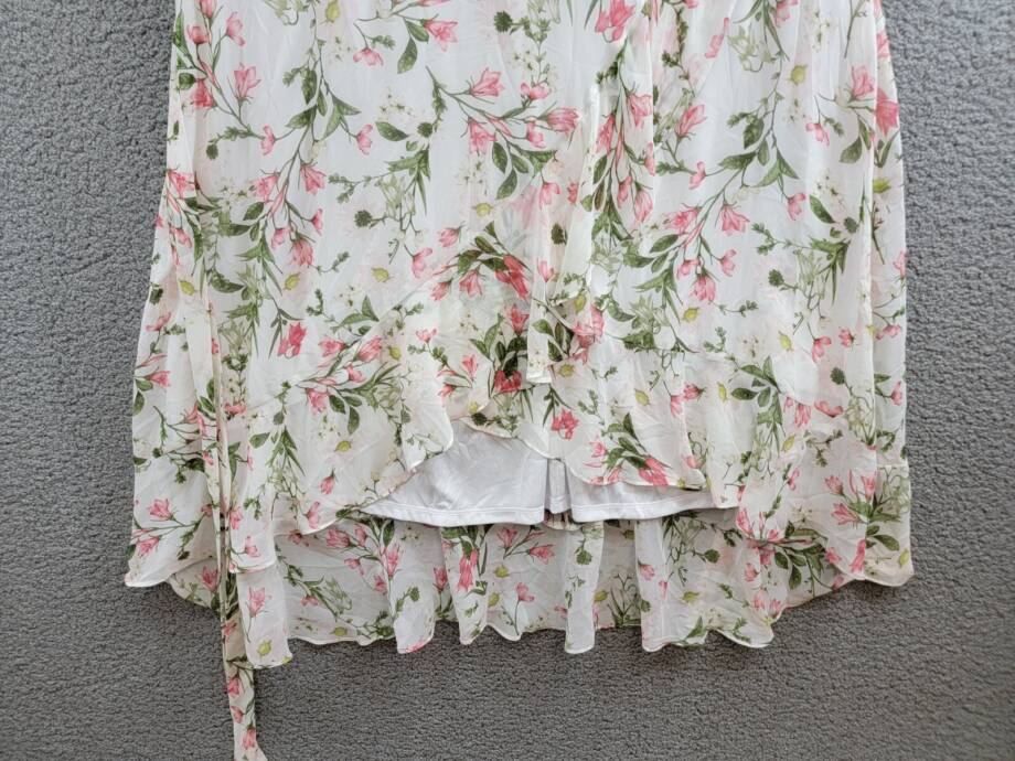 Jessica Howard Plus Printed Faux-Wrap Tie-Waist Dress Women's 22W Ivory Multi