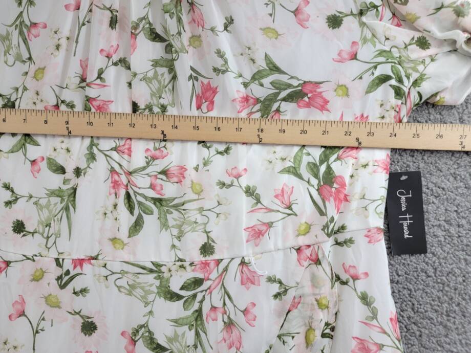 Jessica Howard Plus Printed Faux-Wrap Tie-Waist Dress Women's 22W Ivory Multi
