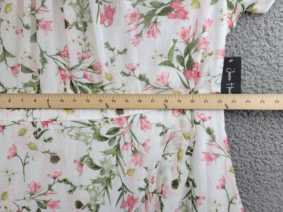 Jessica Howard Plus Printed Faux-Wrap Tie-Waist Dress Women's 22W Ivory Multi