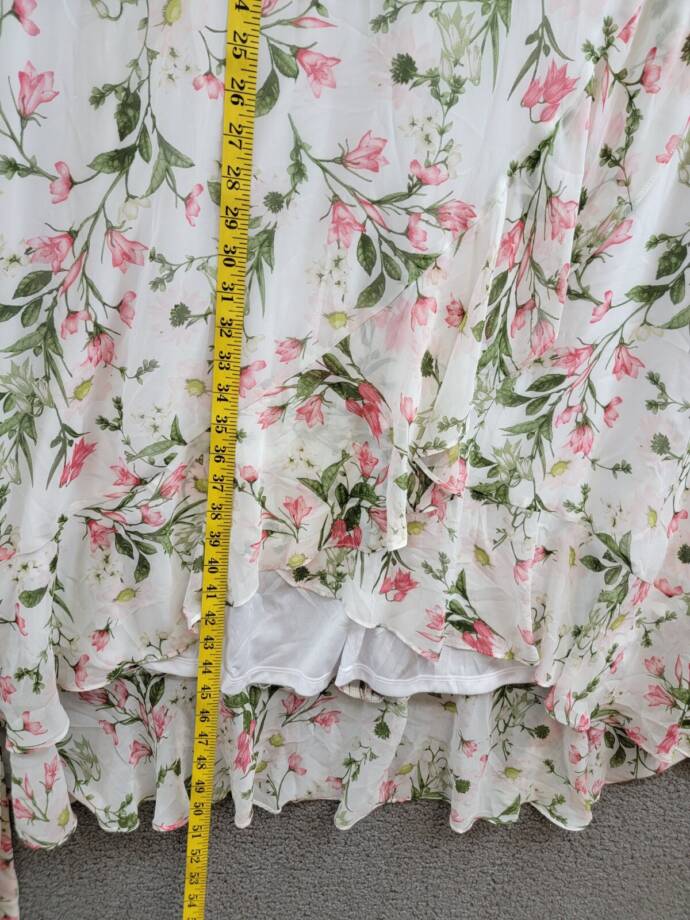 Jessica Howard Plus Printed Faux-Wrap Tie-Waist Dress Women's 22W Ivory Multi