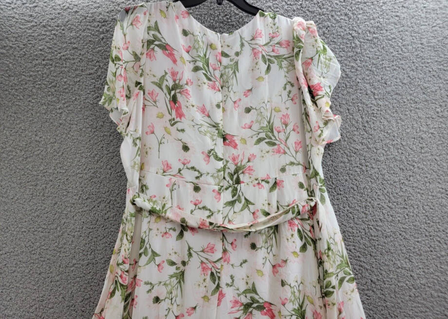 Jessica Howard Plus Printed Faux-Wrap Tie-Waist Dress Women's 22W Ivory Multi