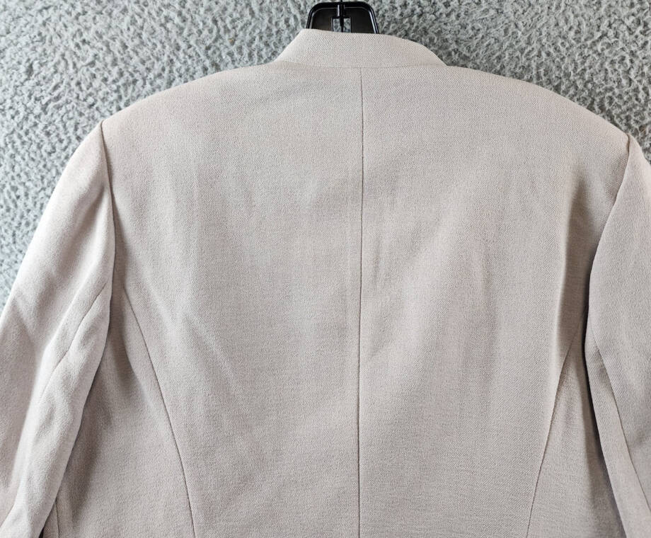 Kasper Pebbled Crepe Blazer Women's 14 Summer Straw Two Front Zip Pockets