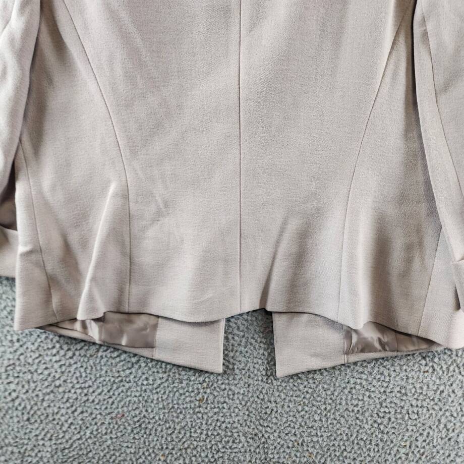 Kasper Pebbled Crepe Blazer Women's 14 Summer Straw Two Front Zip Pockets