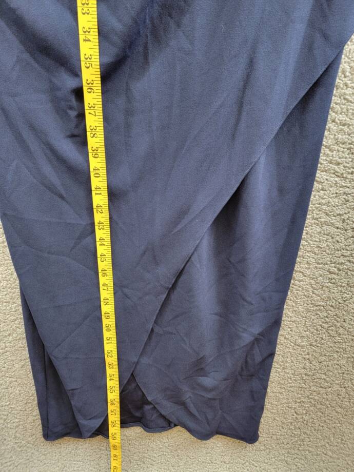 SLNY Twisted-Neck Tulip-Hem Dress Women's Navy Sleeveless Zip/Hook & Eye