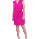 Jessica Howard Sleeveless Tie-Waist Wrap Dress Women's 10 Magenta Vneck Pullover
