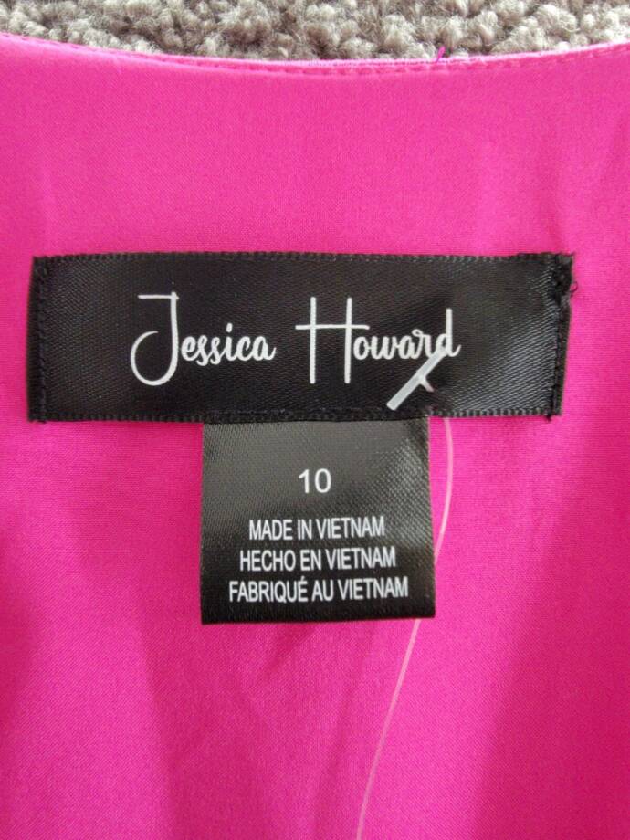 Jessica Howard Sleeveless Tie-Waist Wrap Dress Women's 10 Magenta Vneck Pullover