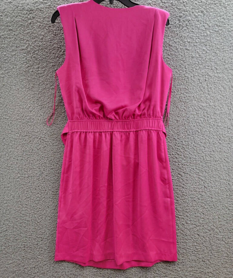 Jessica Howard Sleeveless Tie-Waist Wrap Dress Women's 10 Magenta Vneck Pullover