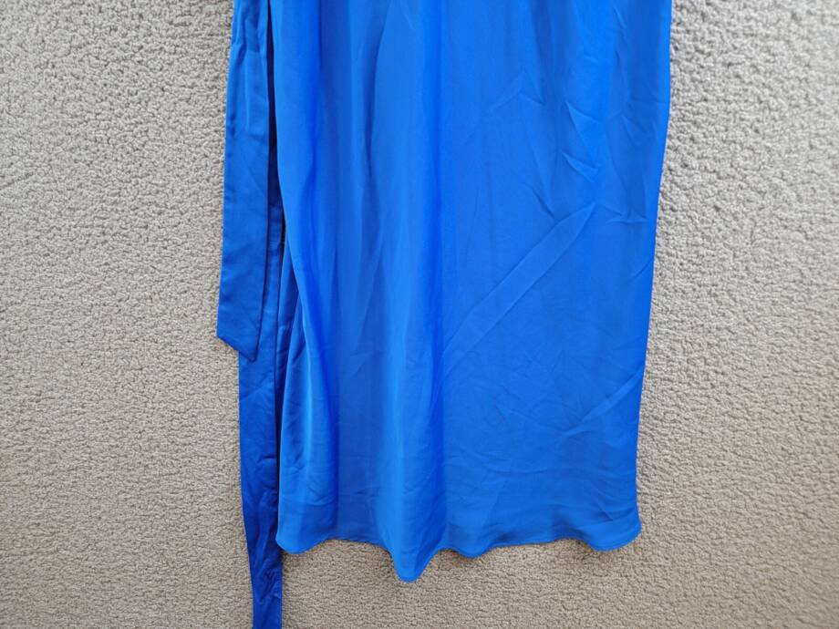 DKNY Cowlneck Dolman-Sleeve Belted Midi Dress Womens 6 Sapphire Side Zip Closure
