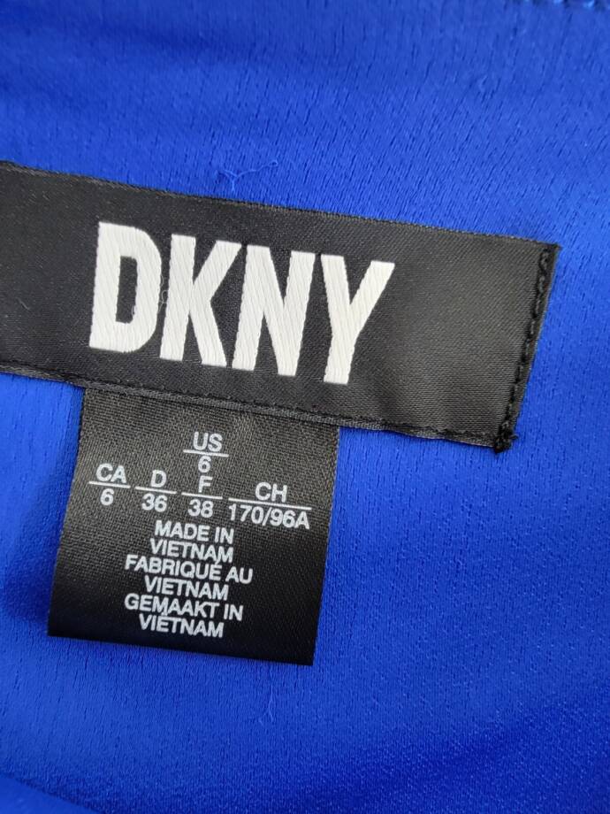 DKNY Cowlneck Dolman-Sleeve Belted Midi Dress Womens 6 Sapphire Side Zip Closure