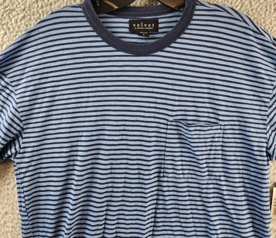 Velvet by Graham & Spencer Jeremy Pocket Tee Men's S Billow Striped Pullover S/S