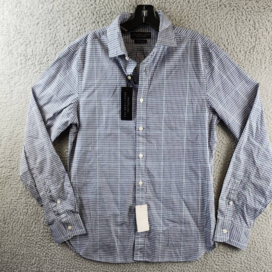 The Men's Store at Bloomingdale's Stretch Slim Fit Button Up Shirt Men's S Blue`