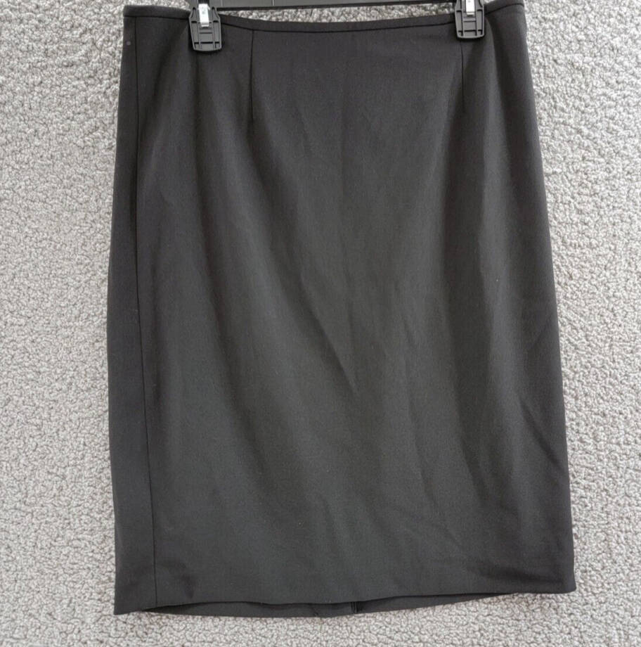 Calvin Klein Scuba Crepe Pencil Skirt Women's 12 Black Solid Back Zip Closure
