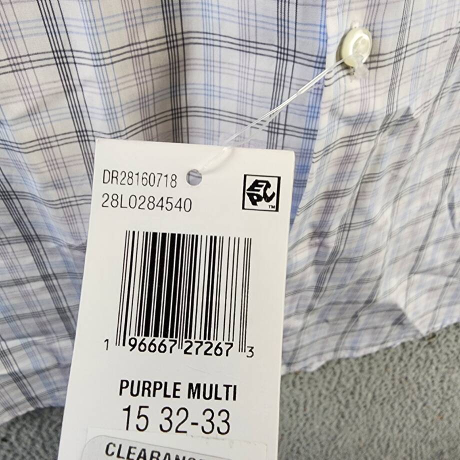 The Men's Store at Bloomingdale's Dress Shirt Men's 32-33/15 Purple Multi L/S +
