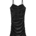 KatieJnyc Lola Ruched Dress Girls' S Black Glittered V-Neck Back Zip Closure