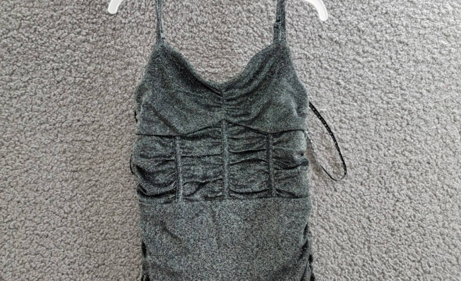 KatieJnyc Lola Ruched Dress Girls' S Black Glittered V-Neck Back Zip Closure