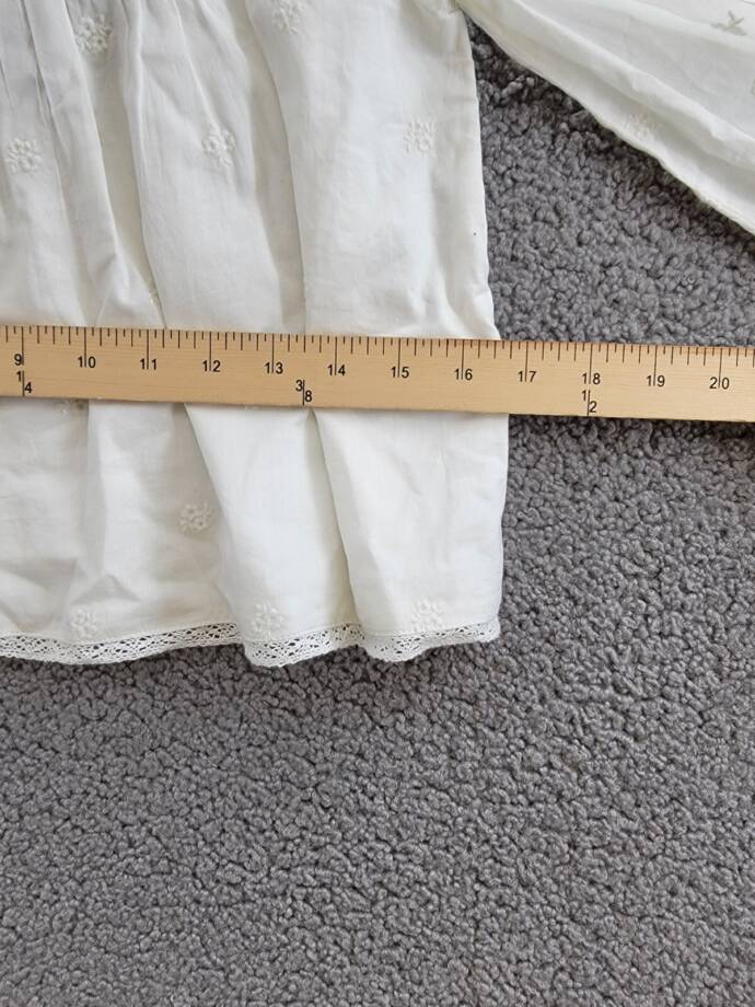 Ralph Lauren Embroidered Voile Top Big Girls 6/6X White Stand Collar Button Back