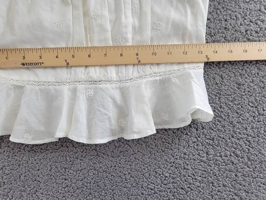 Ralph Lauren Embroidered Voile Top Girls' 12 White Collared Ruffled Button Back