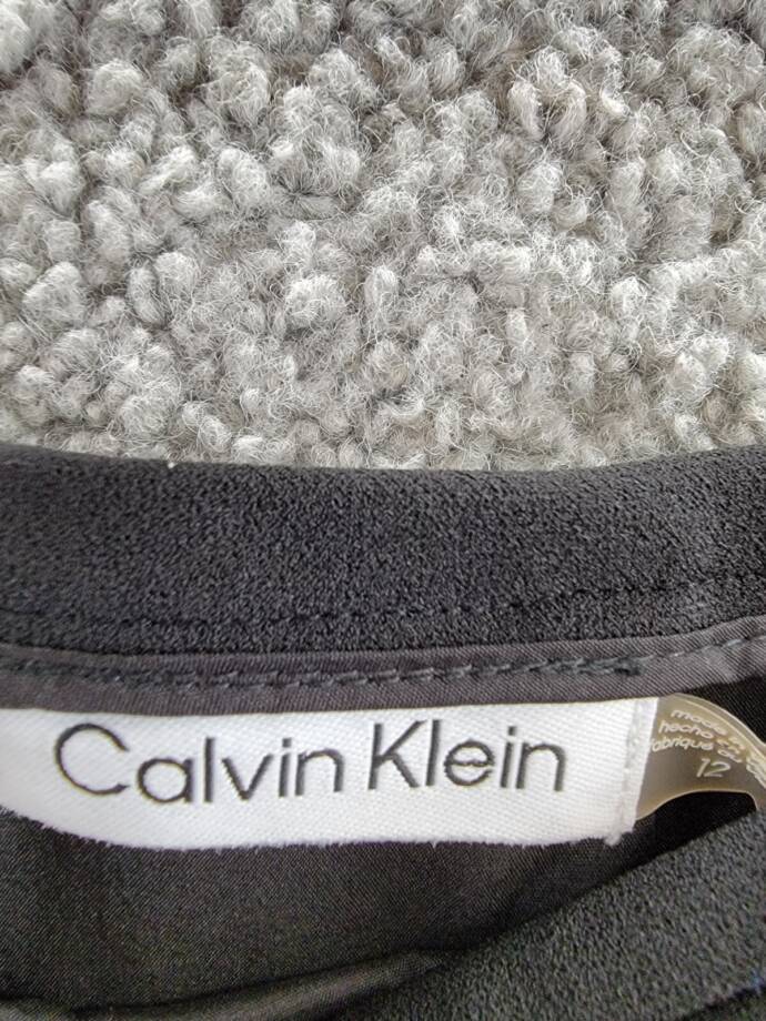 Calvin Klein Scuba Crepe Pencil Skirt Women's 12 Black Solid Back Zip Closure