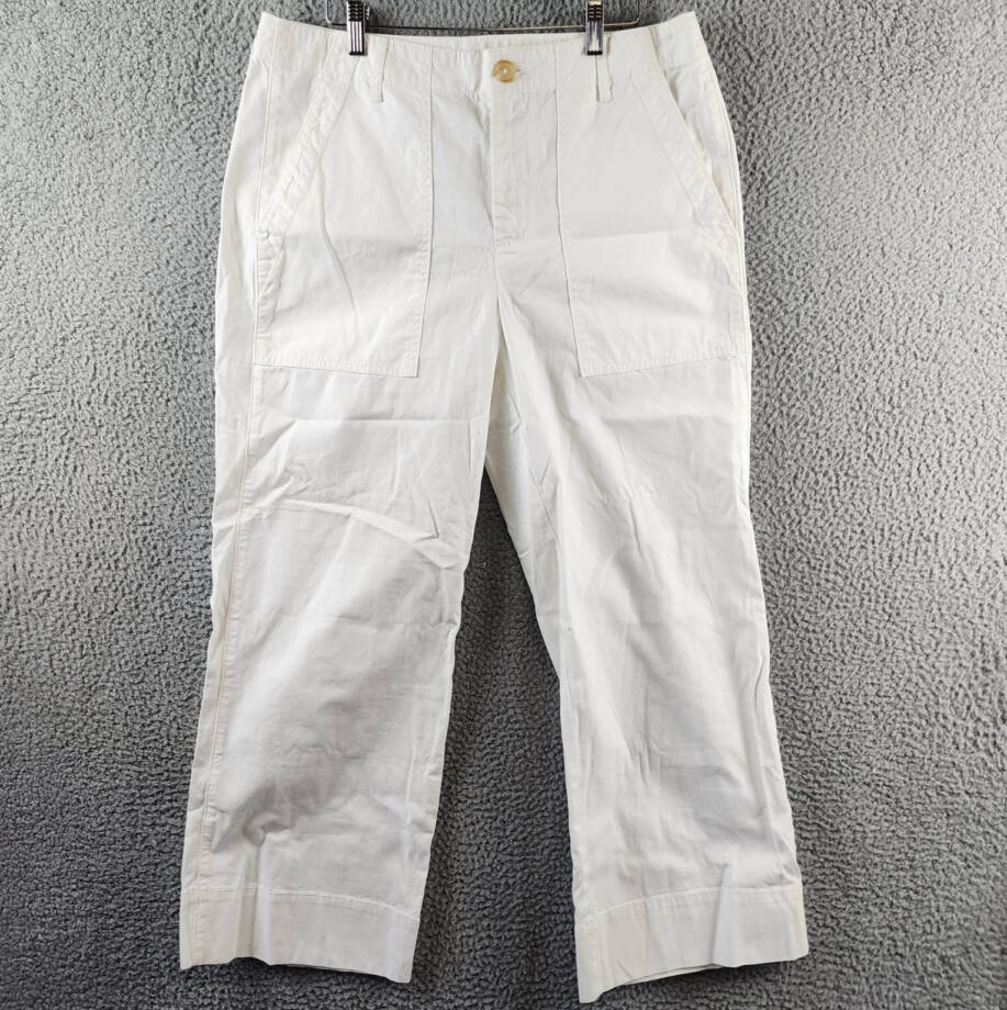 Velvet By Graham & Spencer High Rise Cropped Wide Leg Pants Women's 10 White