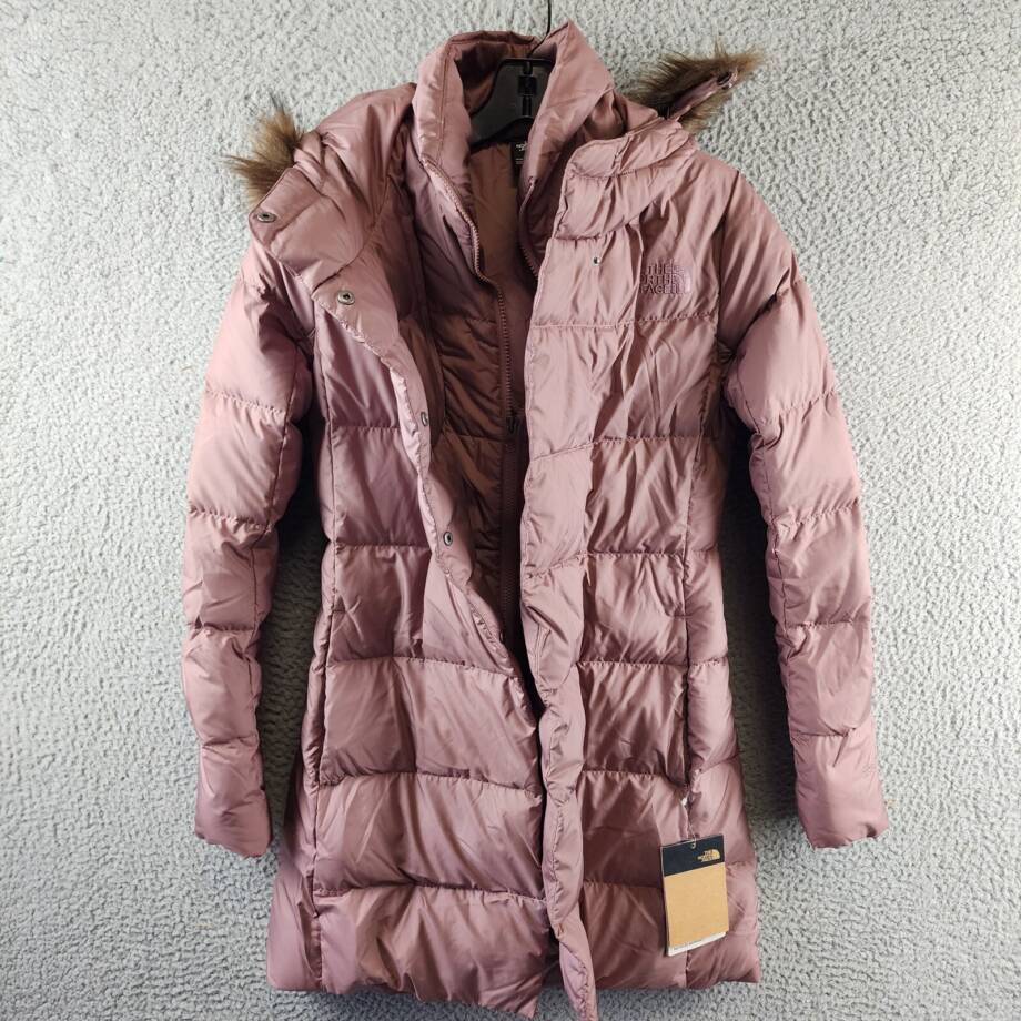 The North Face New Dealio Down Parka Women's XS Twilight Mauve Zip/Snap Closure