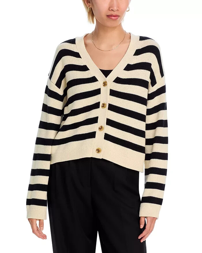 Velvet by Graham & Spencer Cashmere Blend Elodie Cardigan Women's XS Cream/Black
