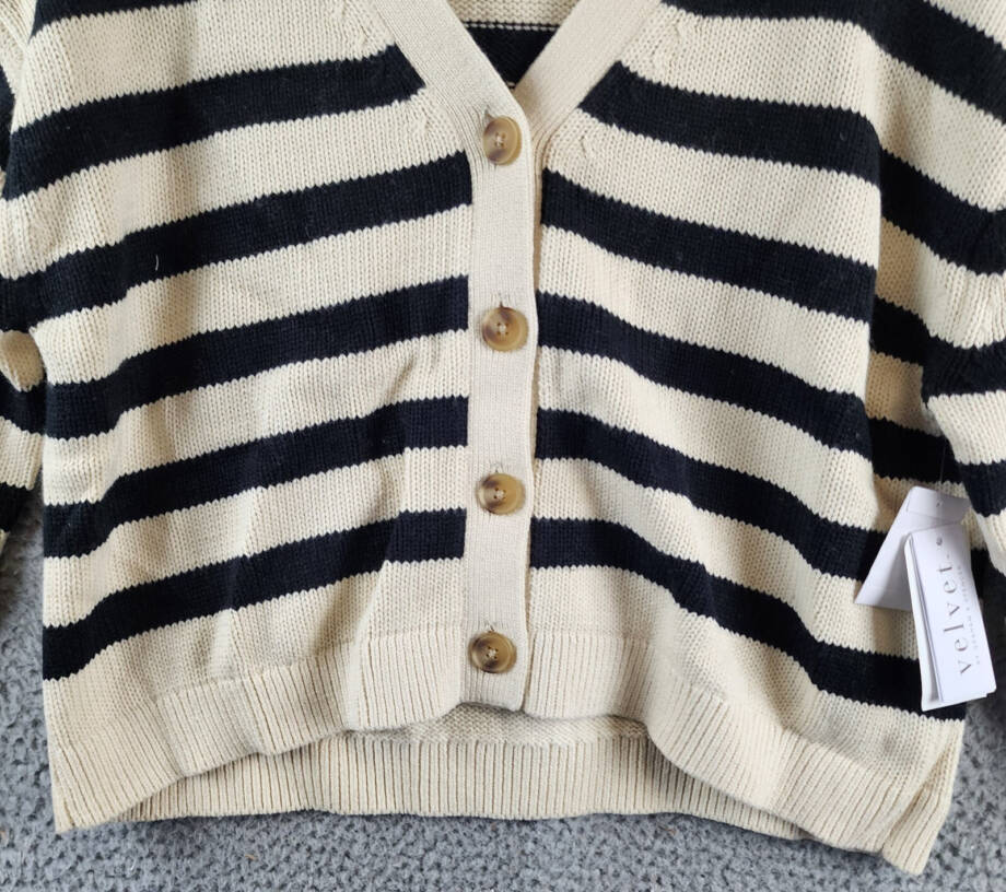 Velvet by Graham & Spencer Cashmere Blend Elodie Cardigan Women's XS Cream/Black