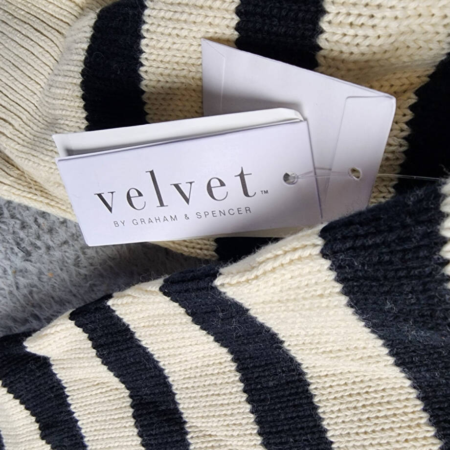 Velvet by Graham & Spencer Cashmere Blend Elodie Cardigan Women's XS Cream/Black