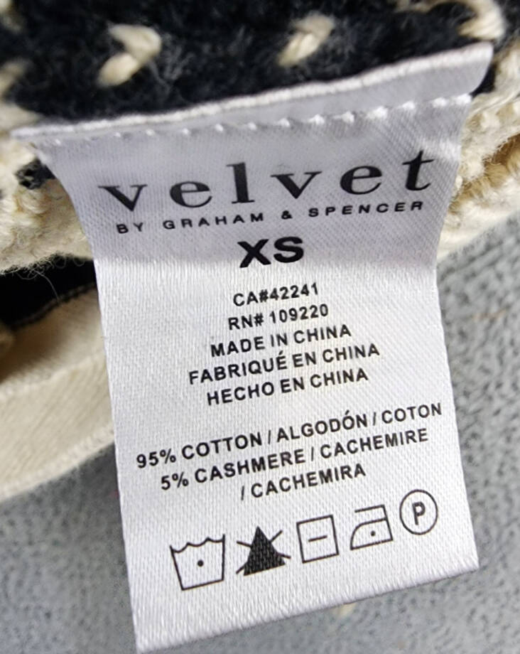 Velvet by Graham & Spencer Cashmere Blend Elodie Cardigan Women's XS Cream/Black