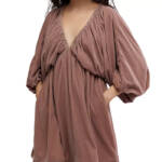 Free People Portia Velvet Mini Dress Women's S Winter Bloom V-Neck Pullover~