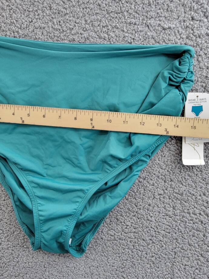 Anne Cole Plus Size Live In Color High-Waist Swim Bottoms Womens 16W Ocean Green